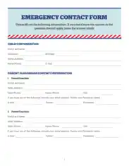 Free Download PDF Books, Child Emergency Contact Form Template