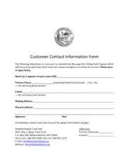 Free Download PDF Books, Customer Contact Information Form Template