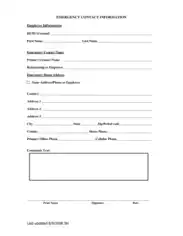 Free Download PDF Books, Emergency Contact Information Template