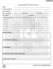 Free Download PDF Books, Emergency Medical and Contact Form Template
