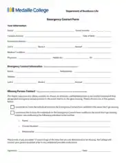 Medical College Emergency Contact Form Template