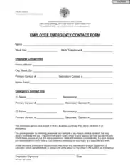 Free Download PDF Books, Simple Emergency Contact Form Template