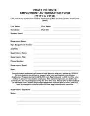 Institute Employment Authorization Form Template