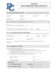 Student Employment Authorization Form Template