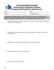 Free Download PDF Books, Employee Self Evaluation Questionnaire Form Template