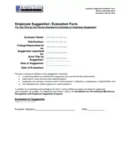 Employee Suggestion Program Evaluation Form Template