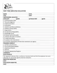 Part Time Employee Evaluation Template