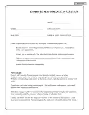 Free Download PDF Books, Sample Employee Performance Evaluation Form Template