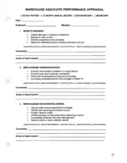 Free Download PDF Books, Warehouse Employee Evaluation Form Template
