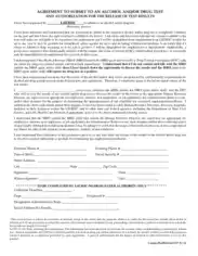 Agreement To Submit To Alcohol and Drug Test Template