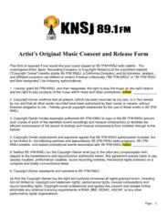 Artist Original Music Consent and Release Form Template