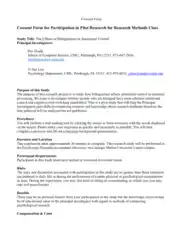 Free Download PDF Books, Consent Form for Participation in Pilot Research for Research Methods Class Template