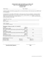Emergency Child Care Medical Consent Form Template