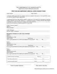 First Aid Emergency Medical Care Consent Form Template