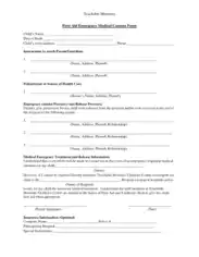 First Aid Emergency Medical Consent Form Template