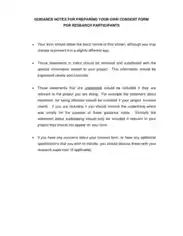 Guidance Notes for Preparing Your Own Consent Form for Research Participants Template