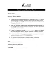Parent Consent Form For Travel Template