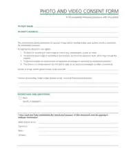 Photo And Video Consent Form Template