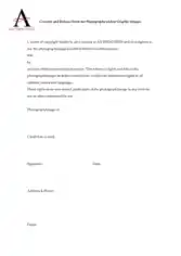 Photography Copyright Consent Release Form Template