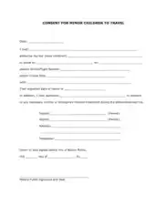 Sample Minor Child Travel Consent Form Template