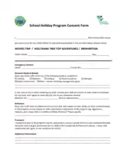 School Holiday Program Consent Form Template