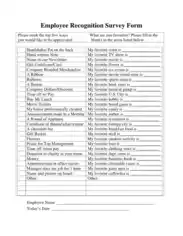 Employee Recognition Survey Form Template