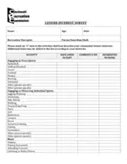 Free Download PDF Books, Leisure Interest Survey Template