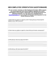 Free Download PDF Books, New Employee Survey Feedback Form Template