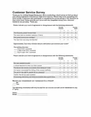 Free Download PDF Books, Restaurant Customer Survey Form Template