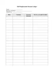 Self Employment Income Ledger Template