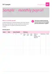 Monthly Payroll Sample Template