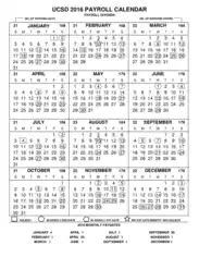UCSD 2016 Payroll Calendar Template