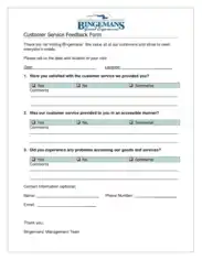Customer Service Feedback Form Format Template