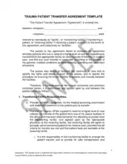 Sample Trauma Patient Transfer Agreement Template