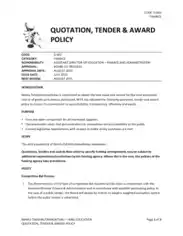 Quotation For Proposal Tender Template