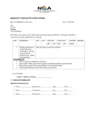 Request For Quotation Form Template