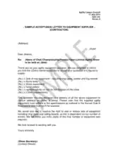 Free Download PDF Books, Sample Acceptance Letter to Equipment Supplier Contractor Template