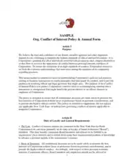 Charity Conflict of Interest Policy and Annual Form Template