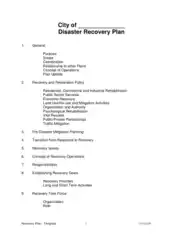 Charity Disaster Recovery Plan Template