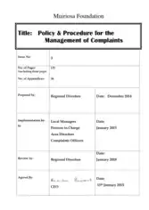 Foundation Management Complaints Procedure Policy Template
